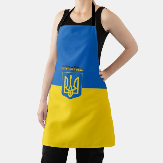 ウクライナ国旗のコートの武器 エプロン (インサイチュ)