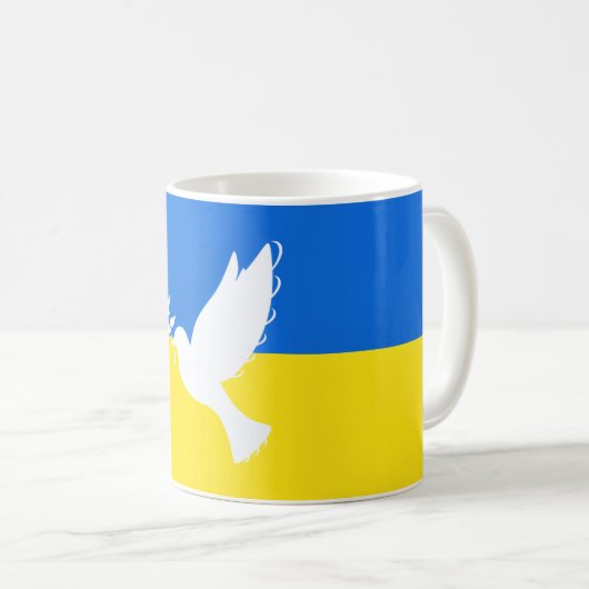 ウクライナ国旗のコーヒー・マグス平和維持鳩 コーヒーマグカップ (正面右)