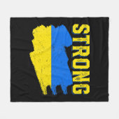 ウクライナ国旗のスタンドとウクライナ女性男性レトロ フリースブランケット (正面(横))