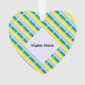 ウクライナ国旗のタイル張り黒パーソナライズ オーナメント (正面)