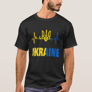 ウクライナ国旗のハートビートウクライナ国旗 Tシャツ