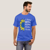 ウクライナ国旗のヒマワリで立つ Tシャツ (正面フル)