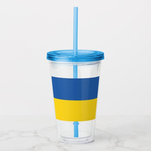 ウクライナ国旗のボタン アクリルタンブラー (正面)