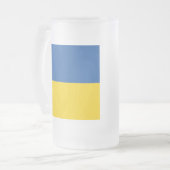 ウクライナ国旗のボタン フロストグラスビールジョッキ (正面左)
