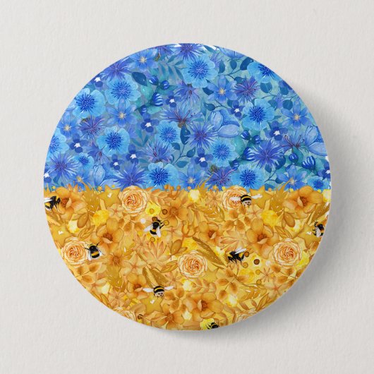 ウクライナ国旗のボタン 缶バッジ (正面)