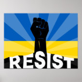 ウクライナ国旗のレジストフィスト ポスター (正面)