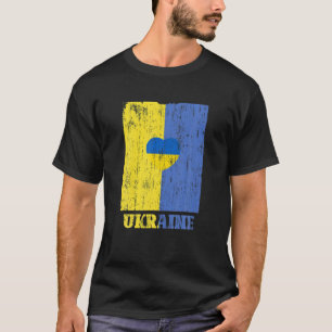 ウクライナ国旗のヴィンテージ動揺してハート低 Tシャツ
