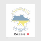 ウクライナ国旗の地図サポートと共に立つ シール (シート)