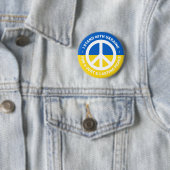 ウクライナ国旗の平和のシンボル私はウクライナと立つ 缶バッジ (インサイチュ)