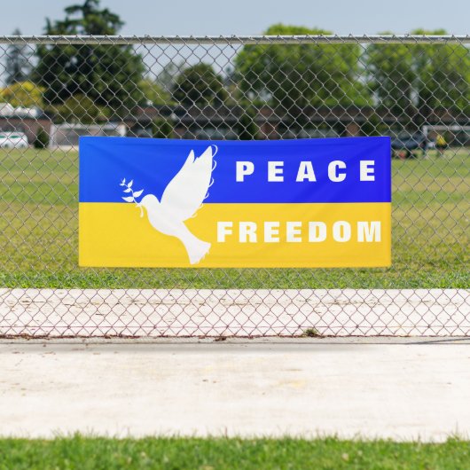 ウクライナ国旗の平和の鳩 – 自由 横断幕 (インサイチュ)
