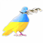 ウクライナ国旗の平和ドーブステッカーのサポートの自由 シール (正面)