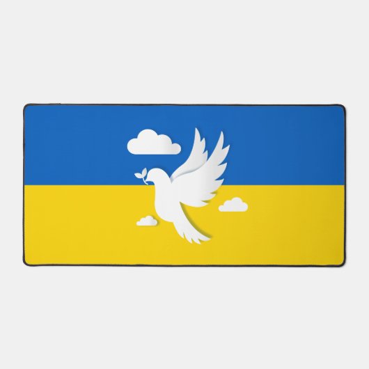ウクライナ国旗の平和鳩 – 自由 デスクマット (正面)