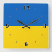 ウクライナ国旗の愛国心 スクエア壁時計 (正面)