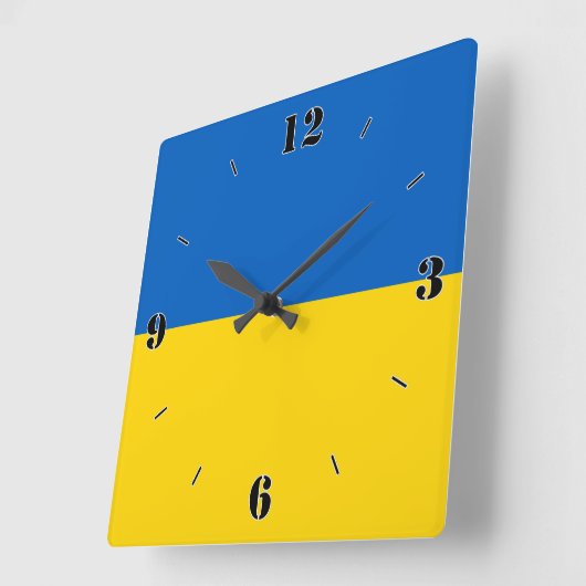ウクライナ国旗の愛国心 スクエア壁時計 (傾斜)