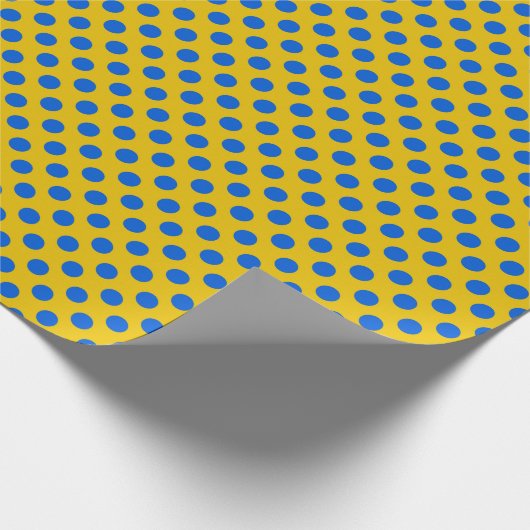 ウクライナ国旗の水玉模様青と黄色の贈り物 ラッピングペーパー (角)