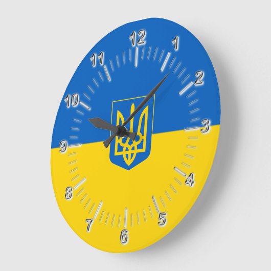 ウクライナ国旗の紋章 ラージ壁時計 (傾斜)
