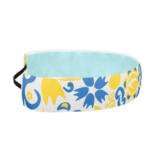 ウクライナ国旗の色を持つ民俗模様 アスレチックヘッドバンド (左)