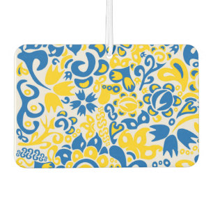 ウクライナ国旗の色を持つ民俗模様 カーエアーフレッシュナー