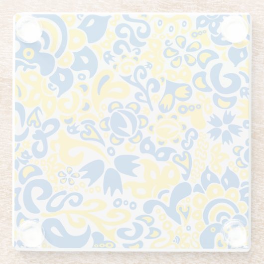 ウクライナ国旗の色を持つ民俗模様 ガラスコースター (裏面)