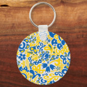 ウクライナ国旗の色を持つ民俗模様 キーホルダー (正面)