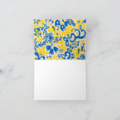 ウクライナ国旗の色を持つ民俗模様 サンキューカード (内部)