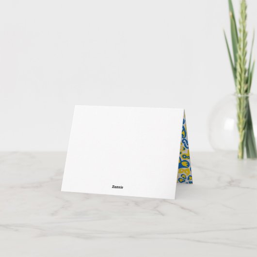 ウクライナ国旗の色を持つ民俗模様 サンキューカード (裏面)