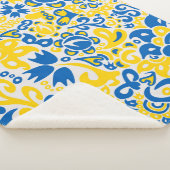 ウクライナ国旗の色を持つ民俗模様 シェルパブランケット (3/4)