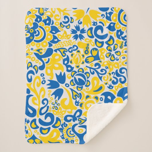 ウクライナ国旗の色を持つ民俗模様 シェルパブランケット (正面)