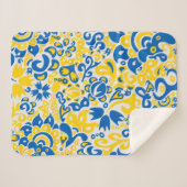 ウクライナ国旗の色を持つ民俗模様 シェルパブランケット (正面(横))