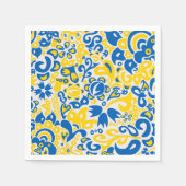 ウクライナ国旗の色を持つ民俗模様 スタンダードカクテルナプキン (正面)