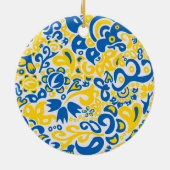 ウクライナ国旗の色を持つ民俗模様 セラミックオーナメント (裏面)