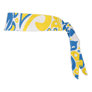 ウクライナ国旗の色を持つ民俗模様 タイヘッドバンド