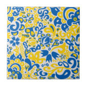 ウクライナ国旗の色を持つ民俗模様 タイル (正面)