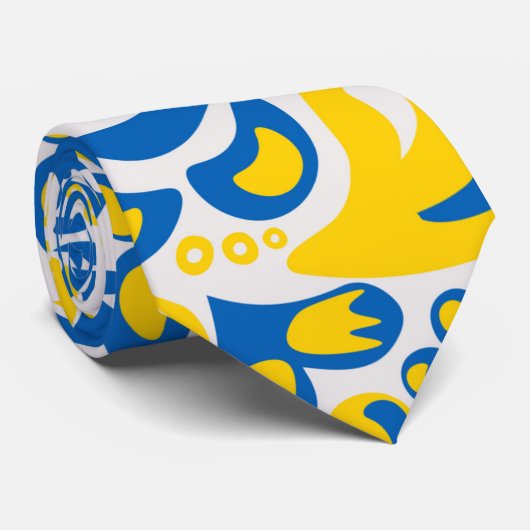 ウクライナ国旗の色を持つ民俗模様 ネクタイ (ロール)