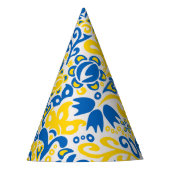 ウクライナ国旗の色を持つ民俗模様 パーティーハット (正面)