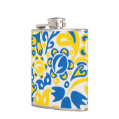 ウクライナ国旗の色を持つ民俗模様 フラスク (左)