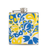 ウクライナ国旗の色を持つ民俗模様 フラスク (正面)