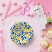 ウクライナ国旗の色を持つ民俗模様 ペーパーボウル (パーティー)