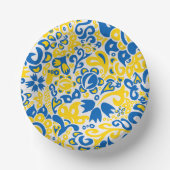 ウクライナ国旗の色を持つ民俗模様 ペーパーボウル (正面)