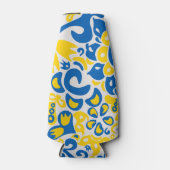 ウクライナ国旗の色を持つ民俗模様 ボトルクーラー (正面)