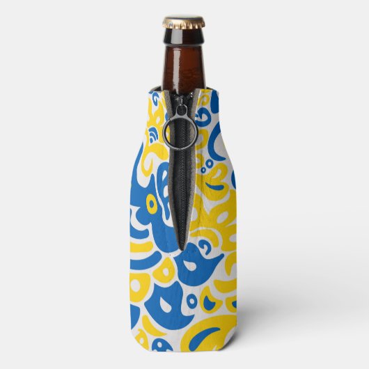 ウクライナ国旗の色を持つ民俗模様 ボトルクーラー (ボトル裏面)