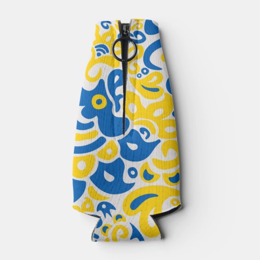 ウクライナ国旗の色を持つ民俗模様 ボトルクーラー (裏面)