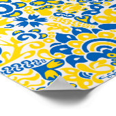 ウクライナ国旗の色を持つ民俗模様 ポスター (角)