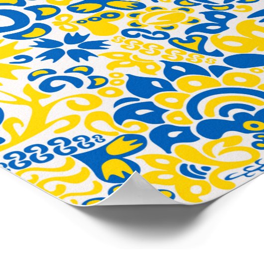 ウクライナ国旗の色を持つ民俗模様 ポスター (角)