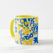 ウクライナ国旗の色を持つ民俗模様 マグカップ (正面左)