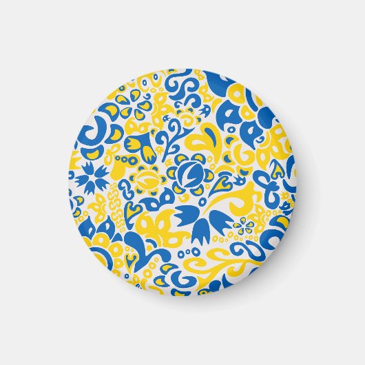 ウクライナ国旗の色を持つ民俗模様 マグネット (正面)