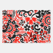 ウクライナ国旗の色を持つ民俗模様 ラッピングペーパーシート (正面3)