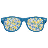 ウクライナ国旗の色を持つ民俗模様 レトロサングラス (正面)