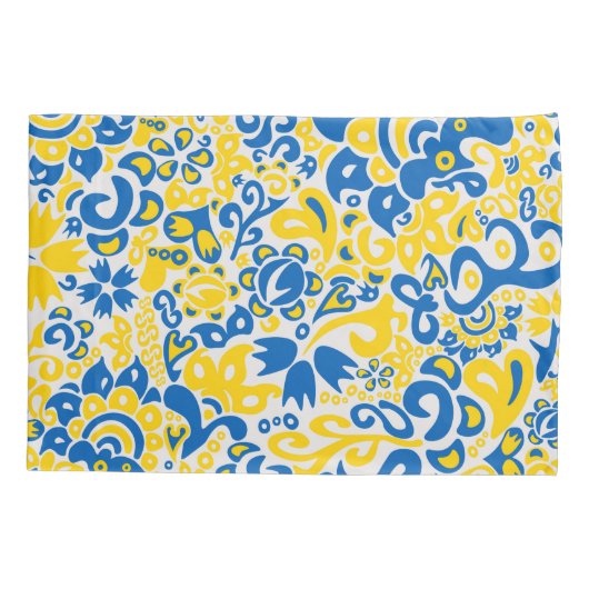 ウクライナ国旗の色を持つ民俗模様 枕カバー (裏面)