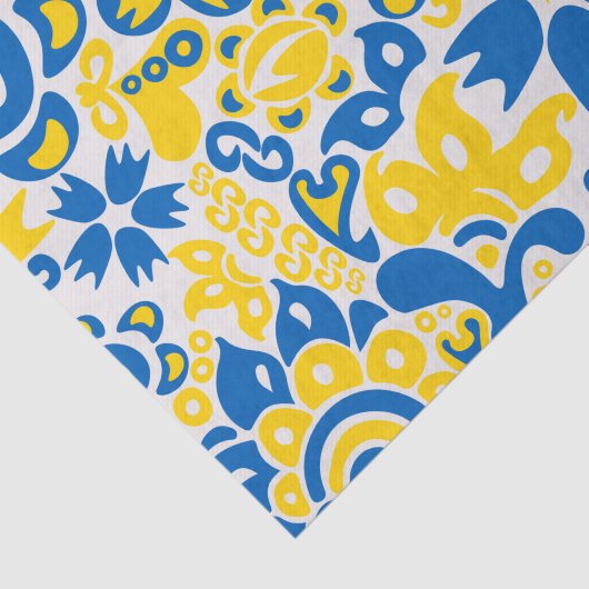 ウクライナ国旗の色を持つ民俗模様 薄葉紙 (詳細)